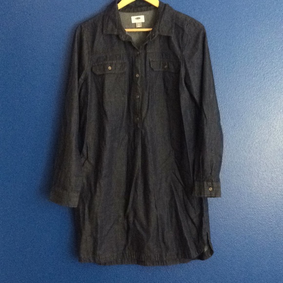 Old Navy Dresses & Skirts - Old Navy long sleeve shirt dress dark chambray med